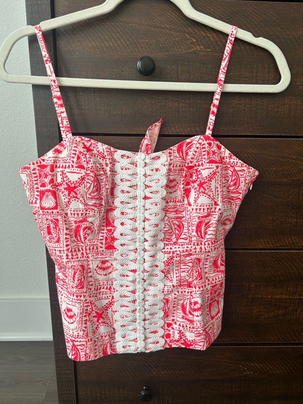 Lilly Pulitzer Pink and White Seashell Print Spaghetti Strap Top